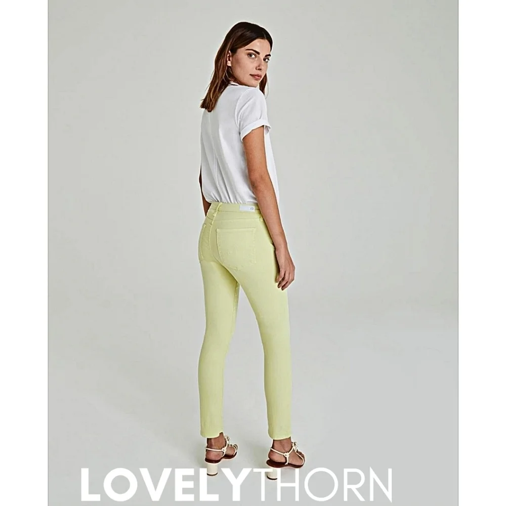 AG JEANS // ltd ed the stilt cigarette leg neon yellow sateen jeans - Picture 11 of 16